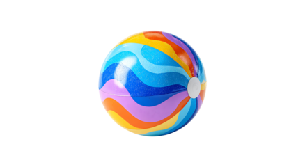 Bright Colorful Beach Ball, isolated on transparent background, PNG