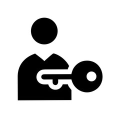 Person with Access Key Icon – Security and Authentication Illustration for Login, Authorization, and Digital Access