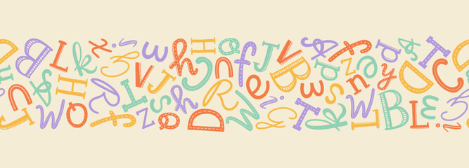 Lovely hand drawn letters, doodle alphabet, school background, great for banners, wallpapers, wrapping - vector design