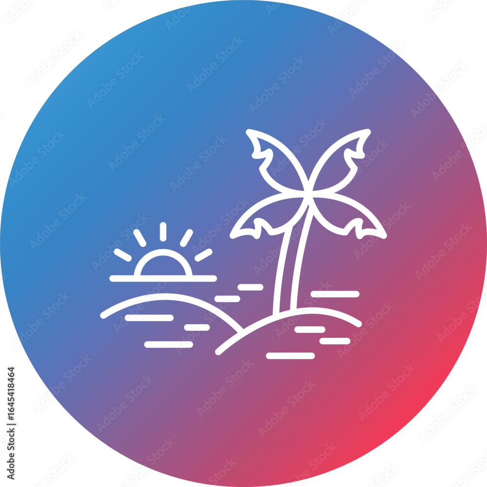 Poster palm trees line gradient circle background icon