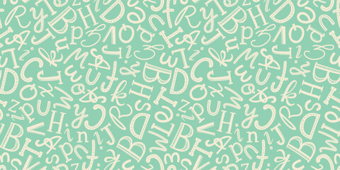 Lovely hand drawn letters, doodle alphabet, school background, great for banners, wallpapers, wrapping - vector design
