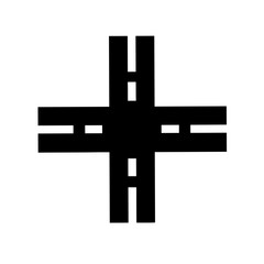 Obraz premium Road Crossing with Four-Way Design Icon – Traffic and Intersection Illustration for Transportation, Navigation, and Urban Planning