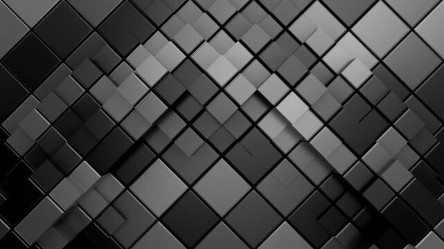 Cubes Form a Wave. Abstract motion, two color, 3d rendering, 4k resolution
