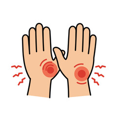 Obraz premium Hand Pain Illustration: A vector illustration showcases two hands experiencing pain, with visible signs of discomfort, the scene highlights the sensation of ache. 