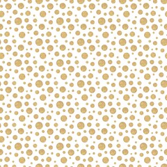 Gold Polka Dot Seamless Pattern on White Background