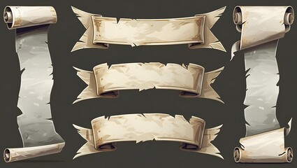 A Collection of Dark Grunge Style Banners and Ribbons
