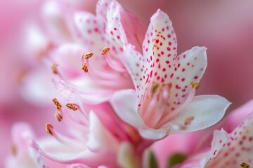 Close-up of delicate pink flowers with white speckled petals