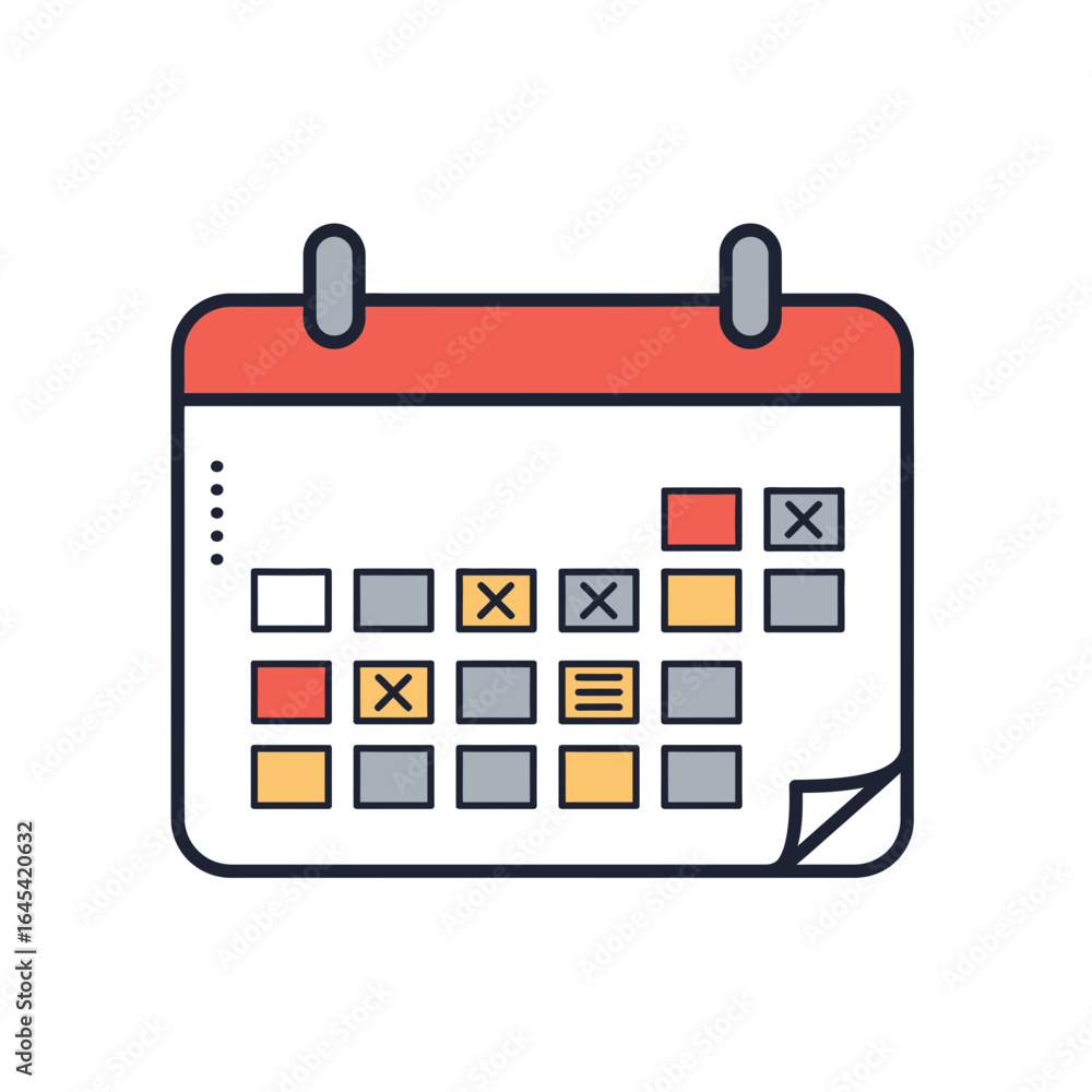 Poster calendar icon: this vector-style illustration showcases a calendar. it captures the essence of sched
