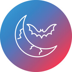 Halloween Moon Line Gradient Circle Background Icon