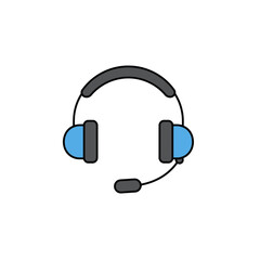 Fototapeta premium Headphones: A simple illustration showcasing a sleek headset, perfect for customer support and clear audio.