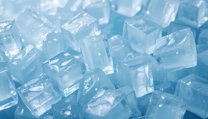 Icy Blue and White Ice Cubes Texture Background &ndash; Cool Refreshing Surface