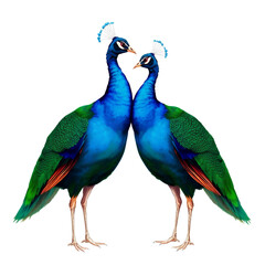 Obraz premium Photo of two peacocks standing isolated on transparent background