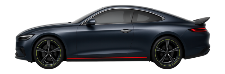 Compact fastback with sleek rear slope and integrated rear spoiler
