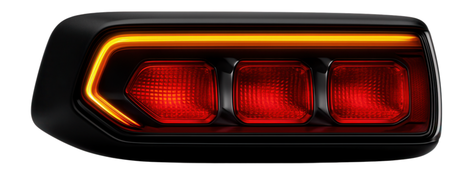 LED rear light cluster with integrated turn signal and brake light sections