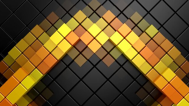 Cubes Form a Wave. Abstract motion, two color, 3d rendering, 4k resolution
