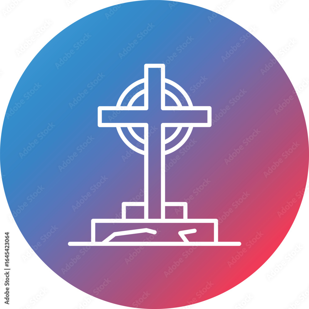Poster tombstone line gradient circle background icon