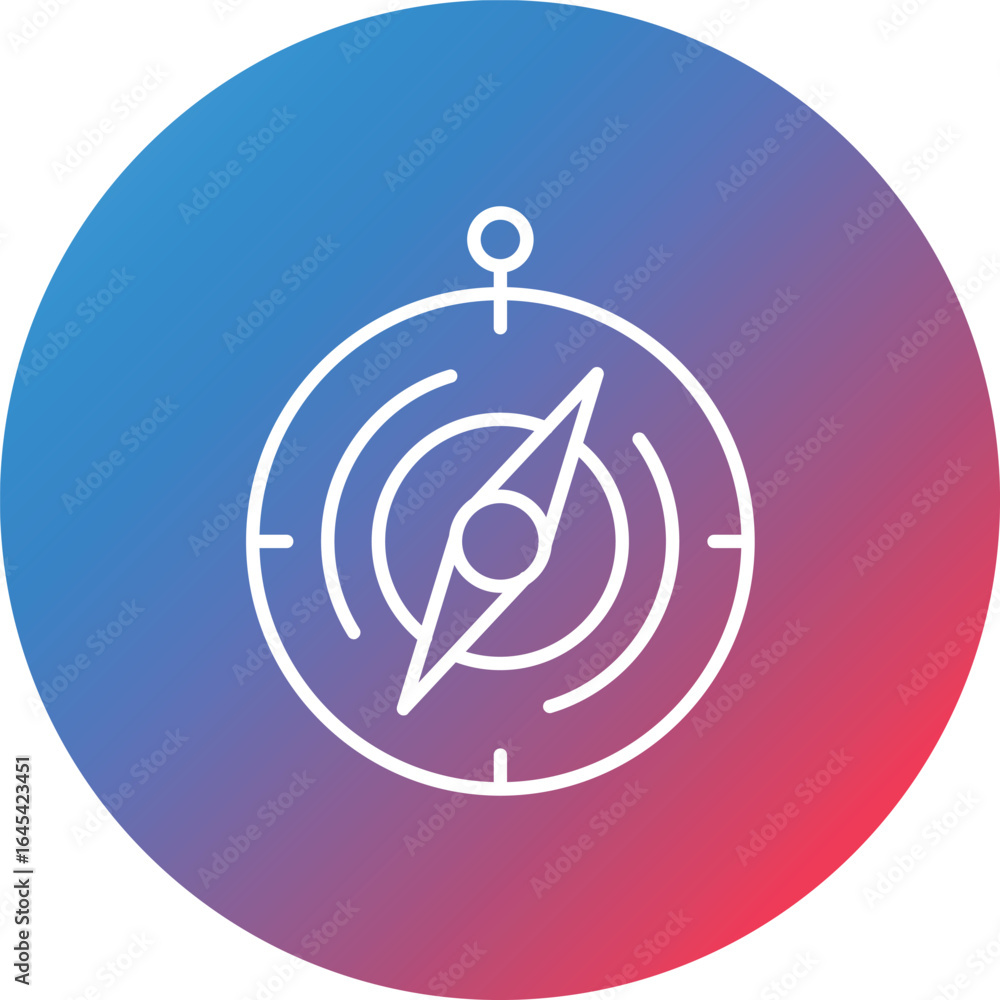 Poster compass line gradient circle background icon