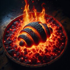 A glowing ember pastry baked in the heart of a volcano