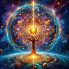 A goblet of nectar from the Tree of Life, radiating cosmic energy