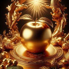 A golden apple from the Garden of Hesperides, shimmering with divine light