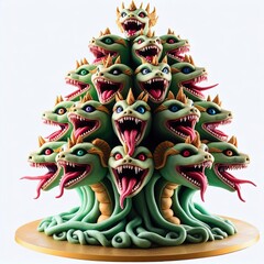 A hydra’s multi-layered cake, where each head represents a different flavor