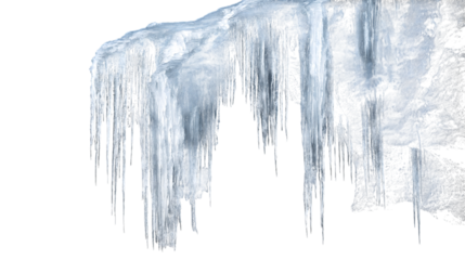 Icicles hanging down, symbol of winter and cold season  isolated on white background