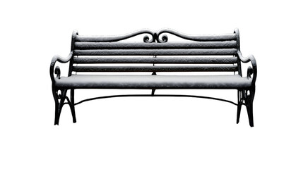 decorative iron bench in outdoor park  isolated on white background