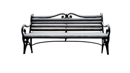 decorative iron bench in outdoor park  isolated on white background