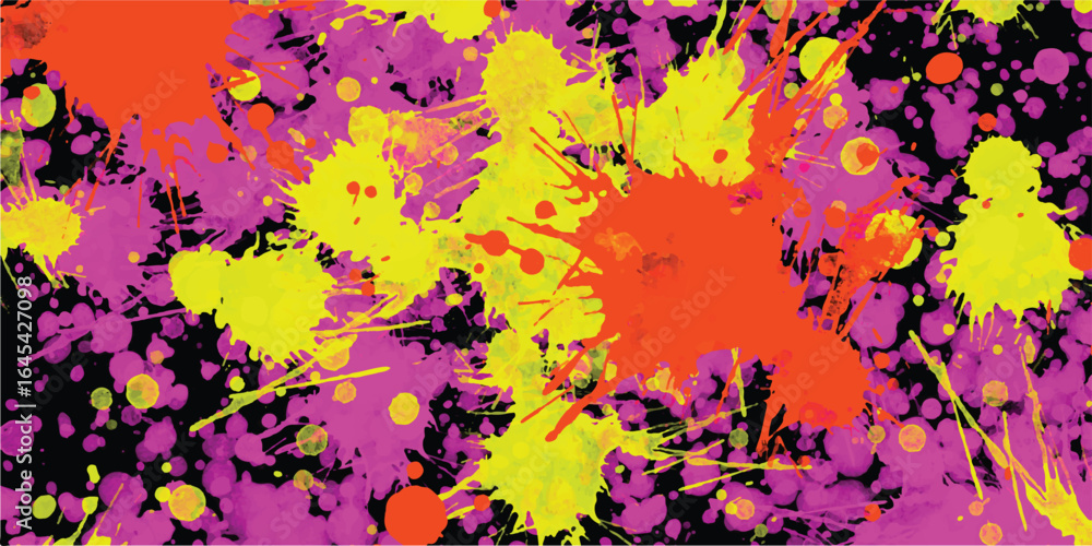 Poster abstract colorful paint splatters on a black background creating a vibrant expressive artwork ideal 