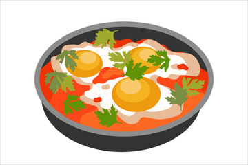 Shakshuka. Vector simple color flat illustration.
