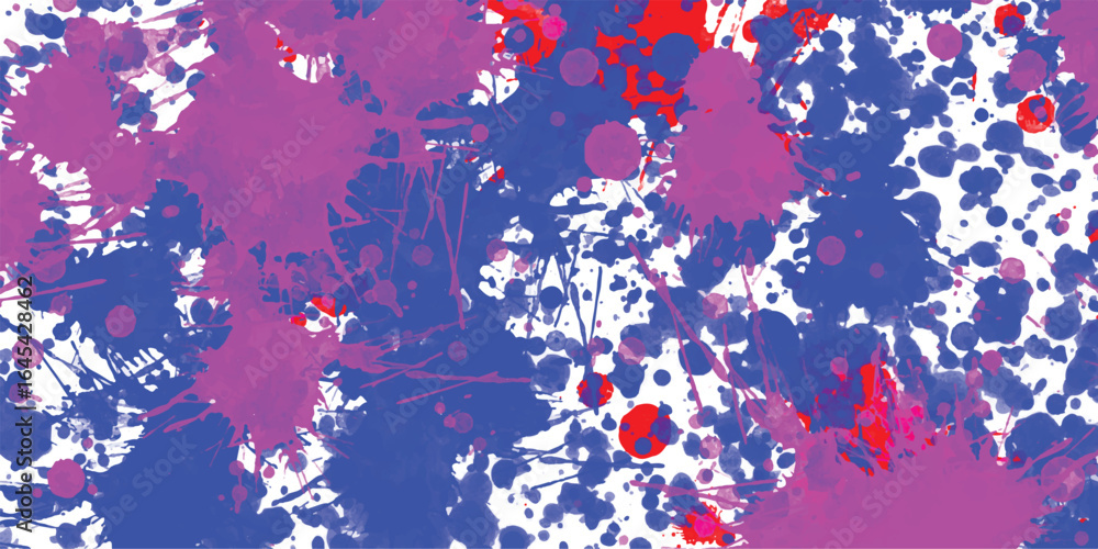 Poster artistic abstract splatter background in purple blue and red colors on white a versatile design elem