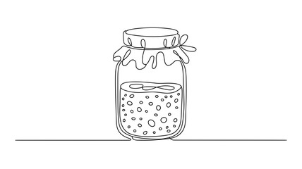 Pickle jar continuous line drawing vector illustration