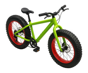 Fototapeta premium Fat bike featuring a neon green frame and chunky tires with red rims