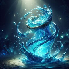 A water elemental’s drink, swirling with glowing blue liquid