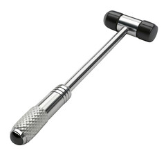 Obraz premium Medical reflex hammer with metal handle and rubber head isolated on transparent background