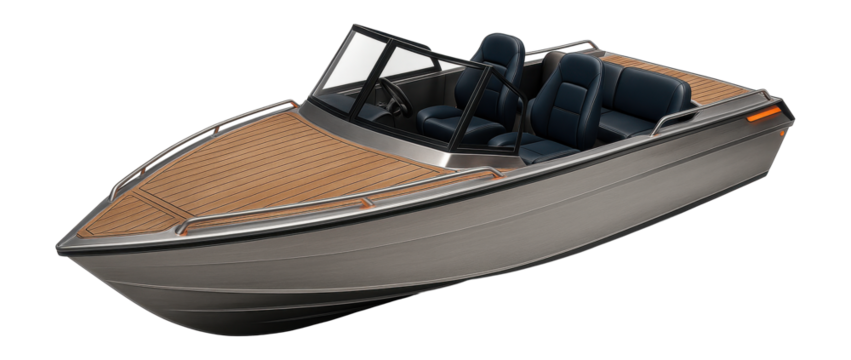 Aluminum motorboat with a deep-V hull and open cockpit design