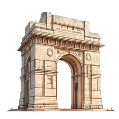 Obraz premium India Gate Triumphal Arch Architectural Landmark Delhi, isolated on a transparent background