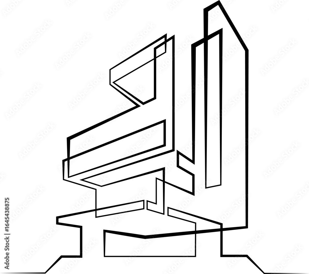 Aufkleber continuous single line drawing of modern minimalist design house. linear design. abstract house symb