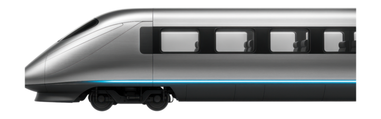 Express train car equipped with individual power outlets and LED lighting