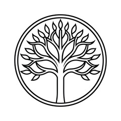 Stylized tree of life emblem within a circular border