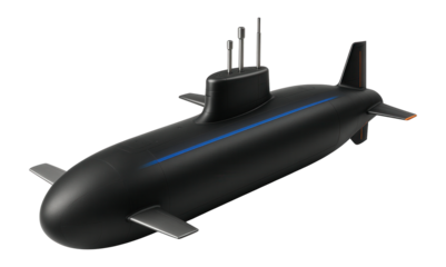 Nuclear-powered submarine with a wide beam and retractable forward hydroplanes