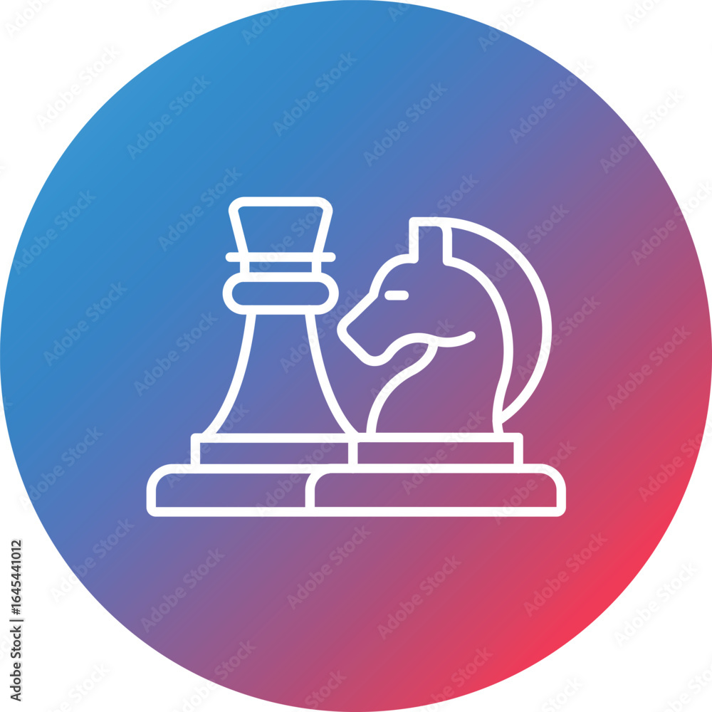 Poster chess game line gradient circle background icon