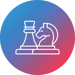 Chess Game Line Gradient Circle Background Icon