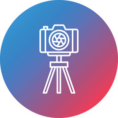 Tripod Camera Line Gradient Circle Background Icon