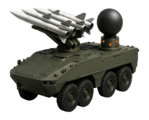 Armored personnel carrier adapted with anti-aircraft missile rack and targeting radar