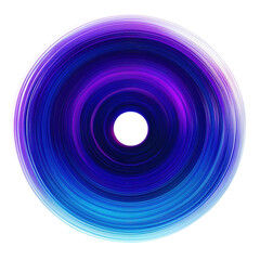 Abstract circular artwork blue purple hues swirling design, isolated on a transparent background