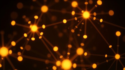 An abstract network of glowing nodes and connections, creating a futuristic visual effect.