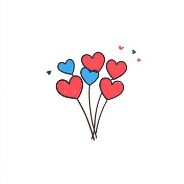 Bunch Of Red And Blue Heart Shaped Balloons