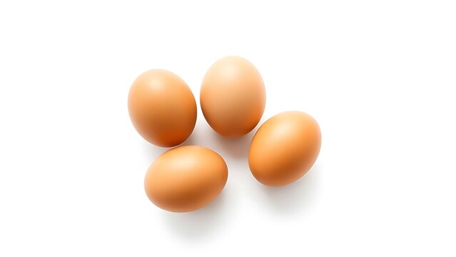 Fresh brown eggs on a white background, emphasizing simplicity and natural food.