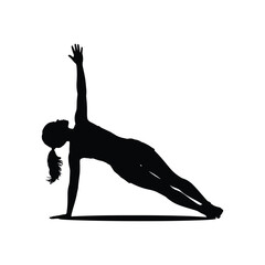 Fototapeta premium Silhouette of a woman performing a side plank yoga pose